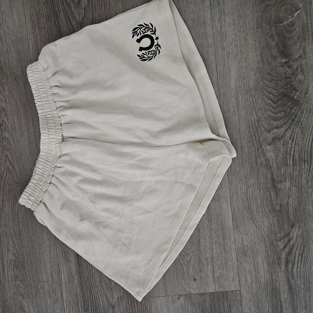 Chaser Cream Athletic Shorts with Black Logo